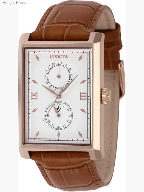 Vintage 30mm Leather Quartz Watch - Light Brown Band, White Dial