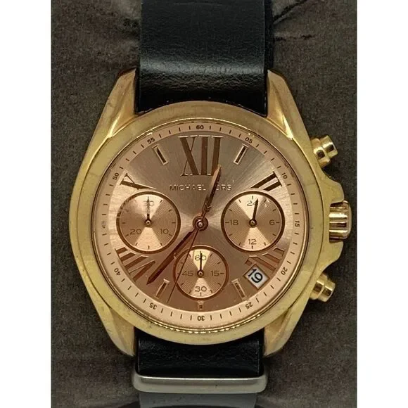 Michael Kors MK5799 Women's Leather Analog Rose Dial Quartz Wrist Watch GE283