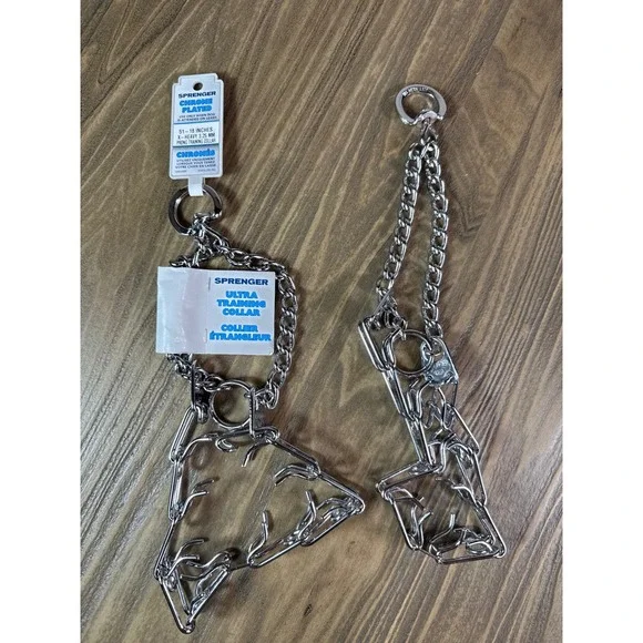 Herm Sprenger Ultra Training Collar Dog 18in Lot of 2 New Chrome 3.25mm Prong