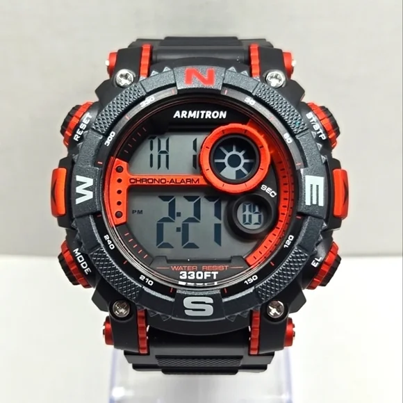 Mens Armitron Sport Digital Chronograph Watch Works Month Day Date Alarm