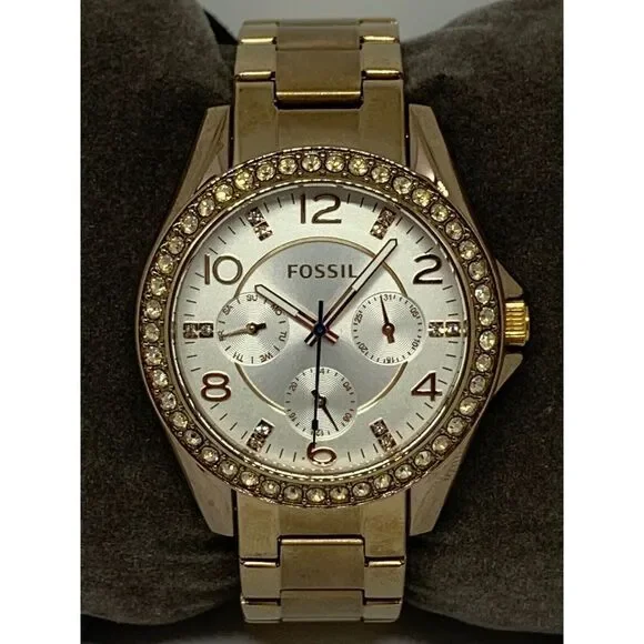 Fossil ES3887 Women's Gold Stainless Steel Analog Silver Dial Quartz Warch GE40