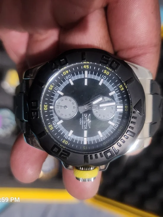 Invicta Pro Diver Black and Silver Chronograph Dive Watch 45mm