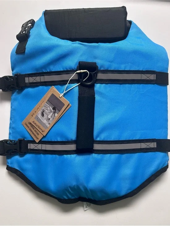 Bright Blue Dog Life Jacket with Reflective Straps