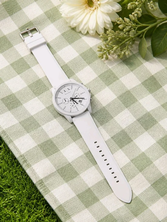 AX Armani Exchange White Silicone Chronograph Watch