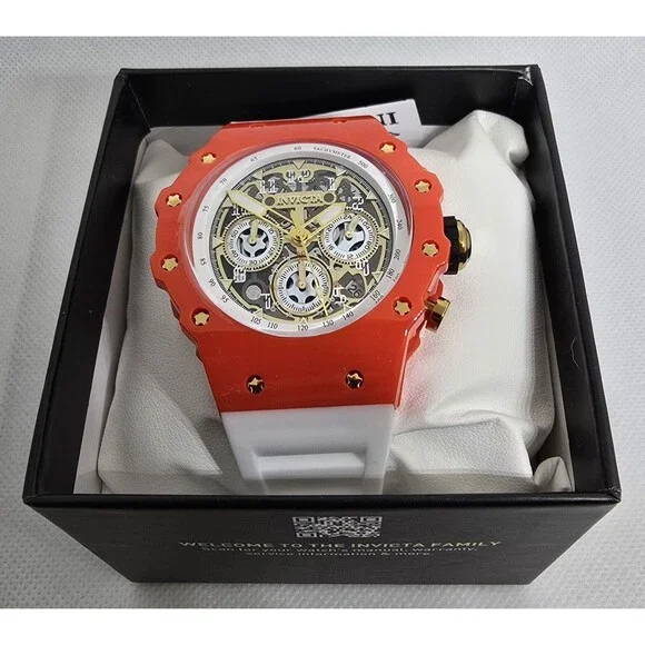 Invicta Racing Vaulthan Men's Watch 44mm White Red Gold 69655 Brand New