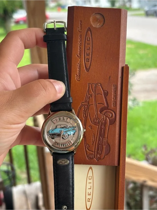 Relic Chevrolet 1957 Car Dial Leather Strap Watch