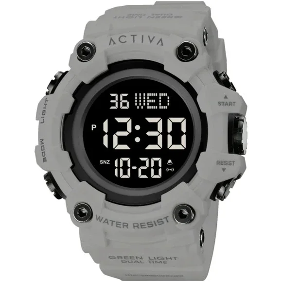Activa by Invicta Mens Digital Sports Watch Grey Black Water Resist New in Box
