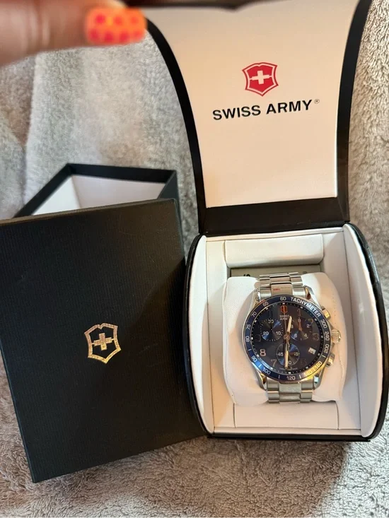 Swiss Army Stainless Steel Chronograph Watch - Blue Dial