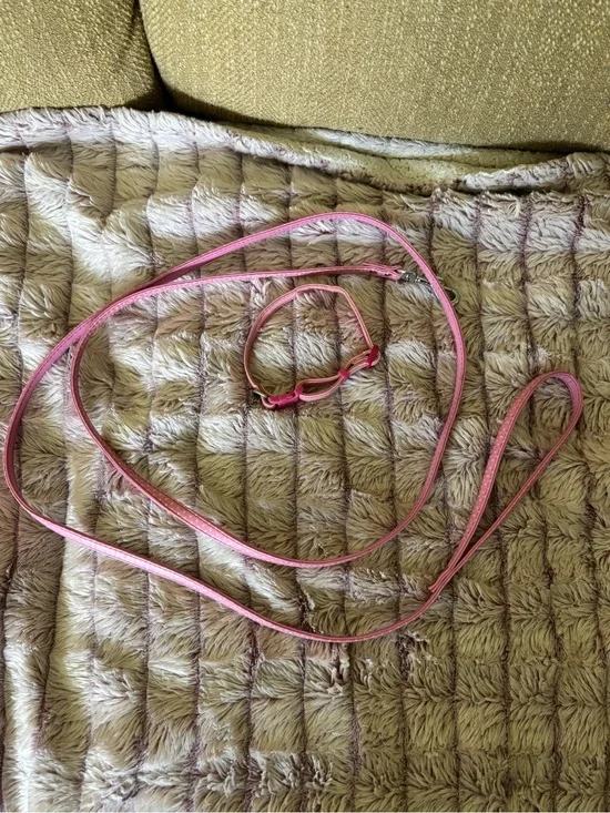 Pink Faux Leather Leash & Collar Set with Light Pink Polka Dots