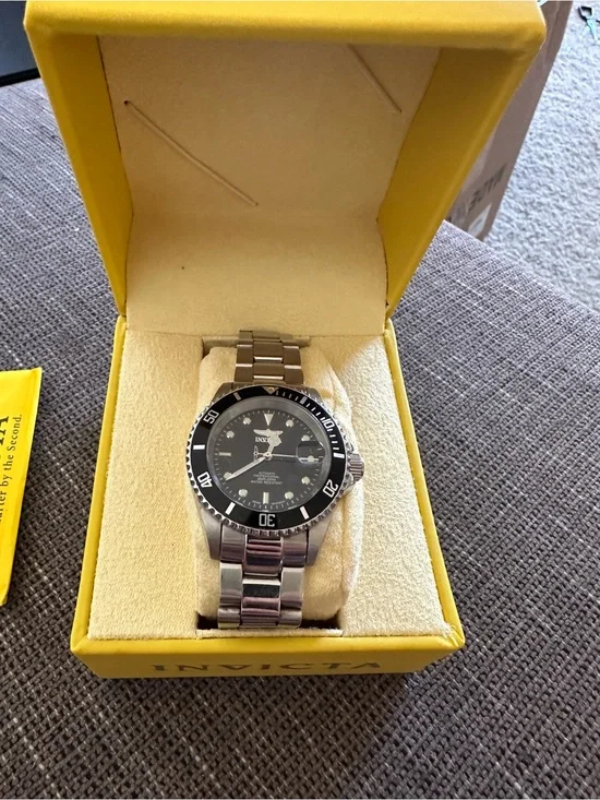Invicta Men's Silver Stainless Steel Watch with Black Dial