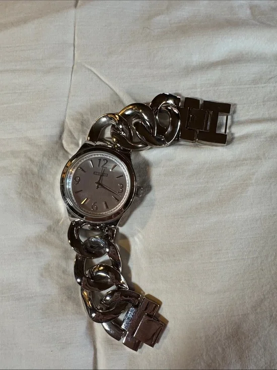 RJ Graziano Watch Womens 8” Wrist Silver Chain-Link Unisex Watch