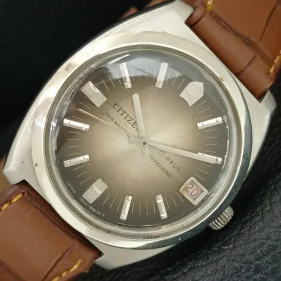 Vintage 1983 Citizen Manual Wound Mens Silver Watch W/Date & Silver accents