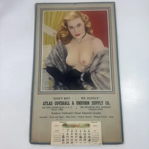 Vintage 1957 Atlas Coverall & Uniform Calendar California