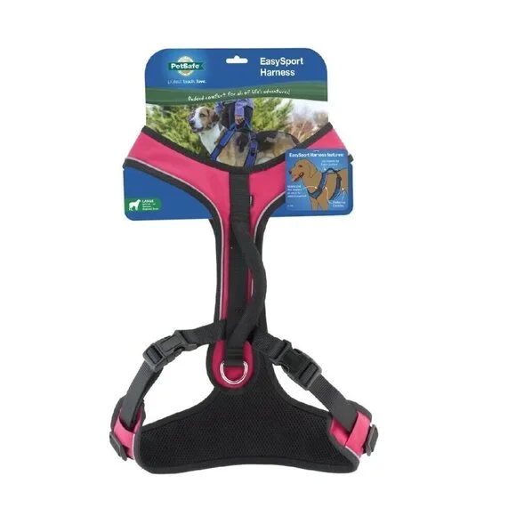 PetSafe EasySport Dog Harness Padded/Handle/Reflective Piping-Medium, Pink