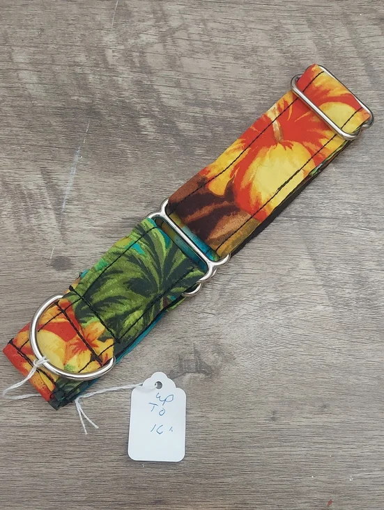 Custom Martingale Dog Collar Hawaiian Tropical Hibiscus 1.5