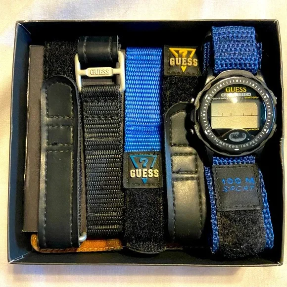 Guess Athletic Chronograph Quartz Digital Vtg Men’s Watch UMB119SHA3 W/5 Bands
