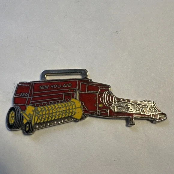 Vintage Red Farm Hay Baler Machine Watch Fob Key Chain Charm Pendant Free Ship