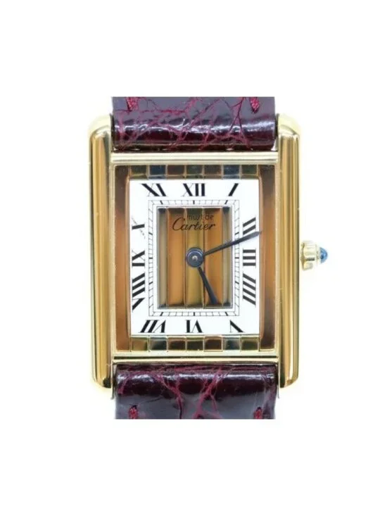 Cartier Must Tank Vermeil LM Trinity Dial Quartz Leather