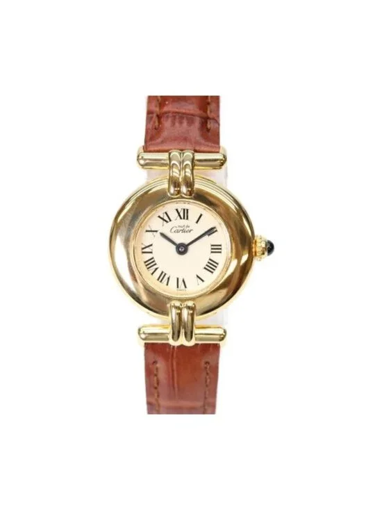 Cartier Must Colise Vermeil SM Ivory Roman Dial Quartz Leather