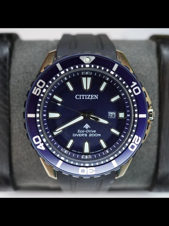 Citizen Promaster BN0196-01L Eco-Drive Blue Dial 200M Diver Men's w/ Watch Box