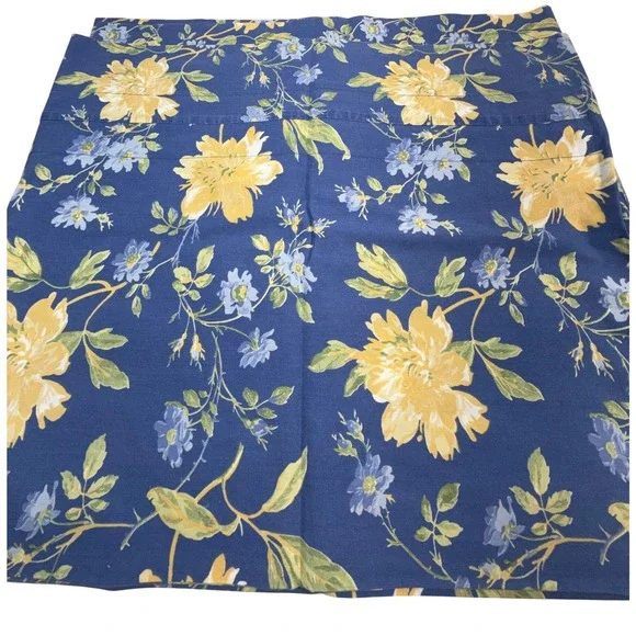 Vintage Laura Ashley Floral Window Valance Navy Blue Yellow Rare 104x18 Single‎