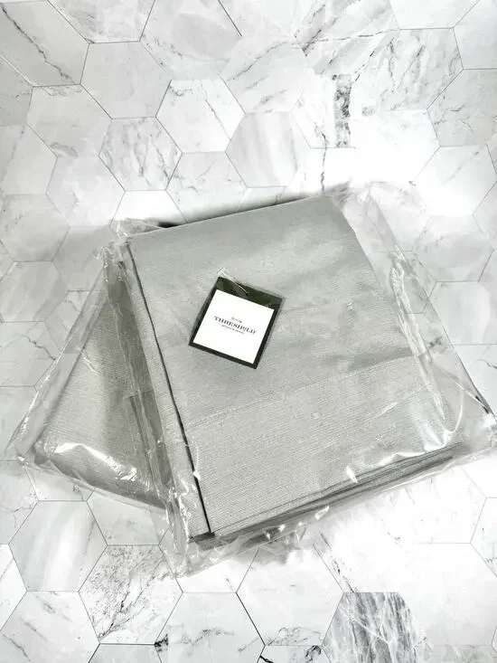 Set Of 2 Threshold Window Panel Curtains 54X95 Inches Farrah Silent Silver NEW