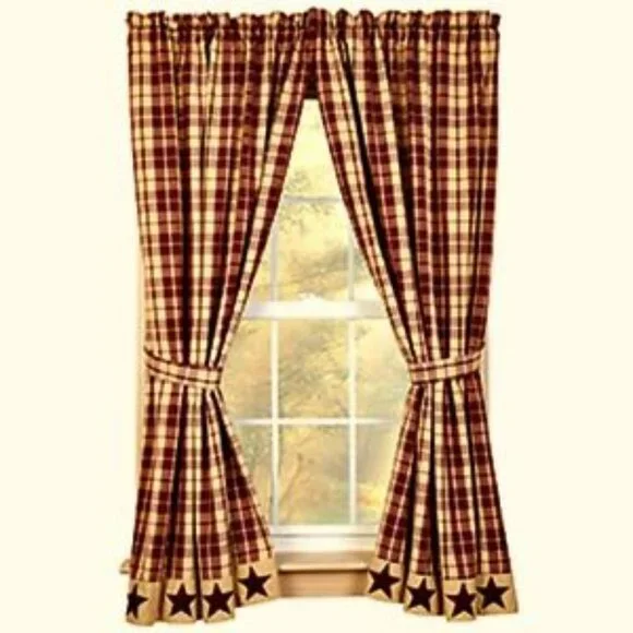 The Country House CollectionBlack Farmhouse Star 36x62” Curtain Panels 1 Pair