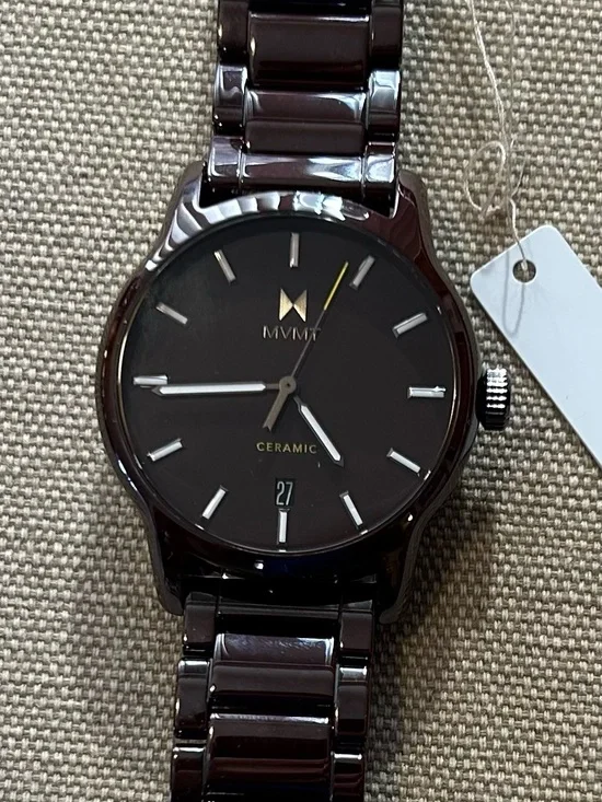 MVMT Classic II Burgundy Red Ceramic Watch With 44mm Face & Ceramic Bracelet