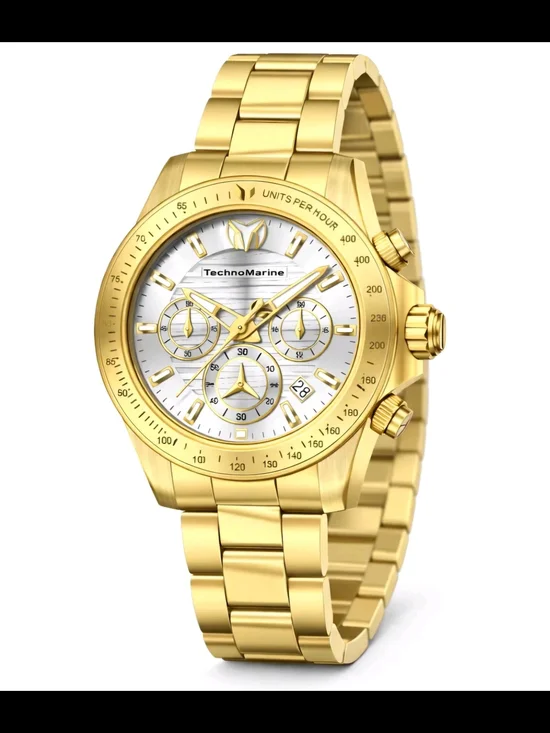 TechnoMarine Manta Ray Men's Watch 42mm Gold TM-225122 VD53 NEW