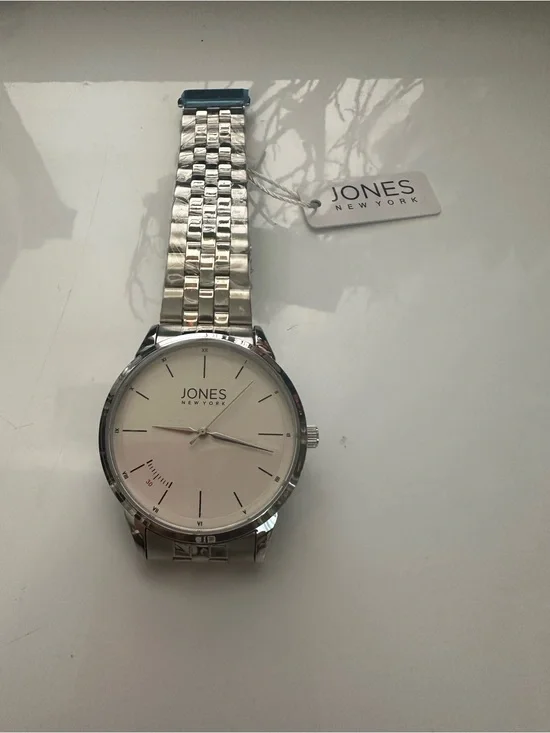 Jones New York Silver and White Stainless Steel Bracelet Watch