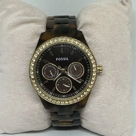Fossil Stella ES2795 Women's Brown Resin Strap Analog Dial Quartz Watch HME370
