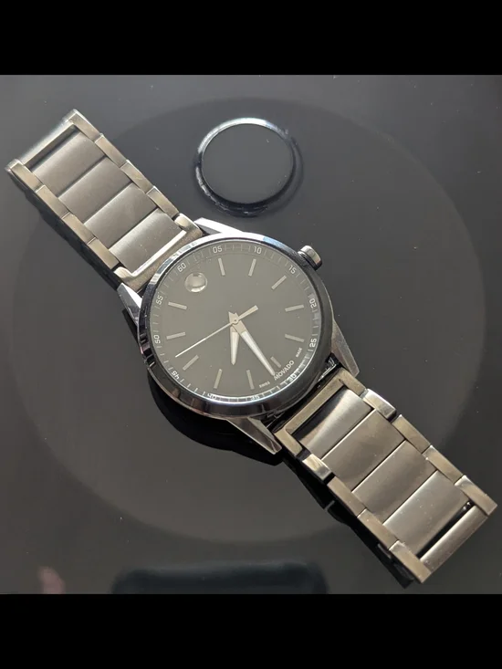 Movado Stainless Steel Men's Watch - Black Dial