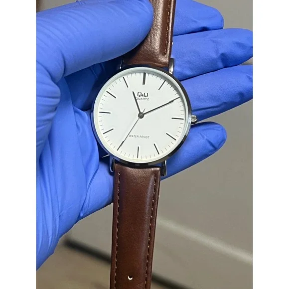 Citizen Q&Q Watch Men 40mm White Dial Silver‎ Tone Round 2035 Working