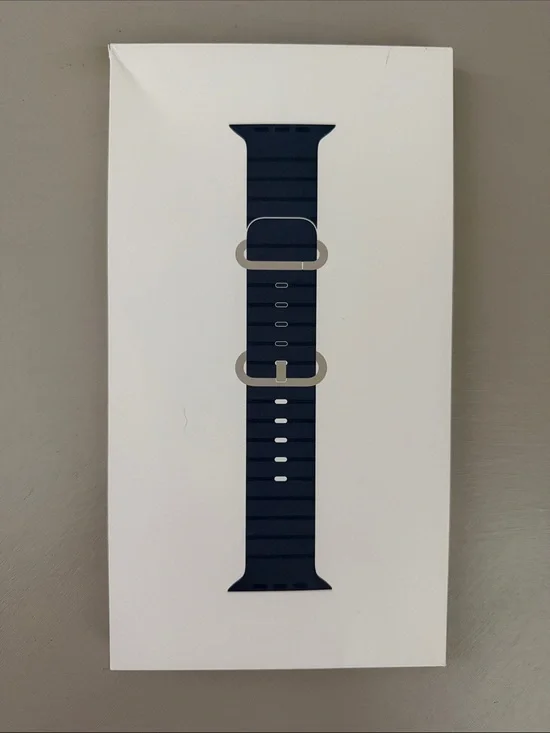 Apple Navy Blue Leather Loop Watch Band with Silver Metal Rings
