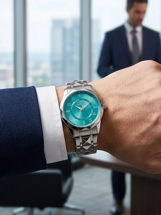 Invicta Men’s Silver Watch with Tiffany Blue Dial three year warranty