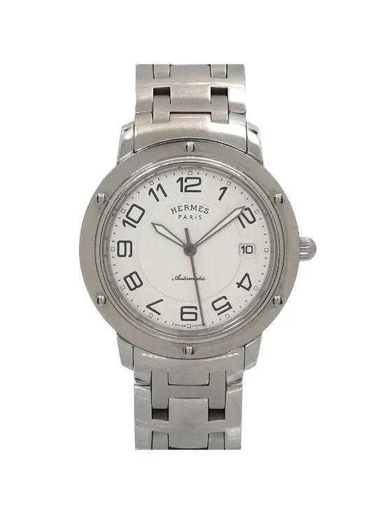 Hermes Clipper Classic Cp2 810 Watch Date Silver Automatic Winding