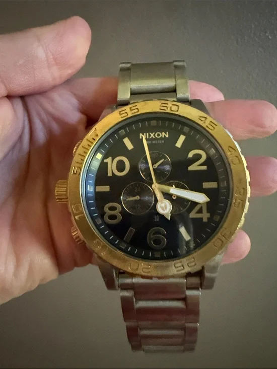 Nixon Chronograph Watch 51-30 - Black Dial with Gold Bezel