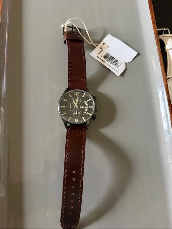 Timberland Brown Leather Strap Watch with Black Dial new $179