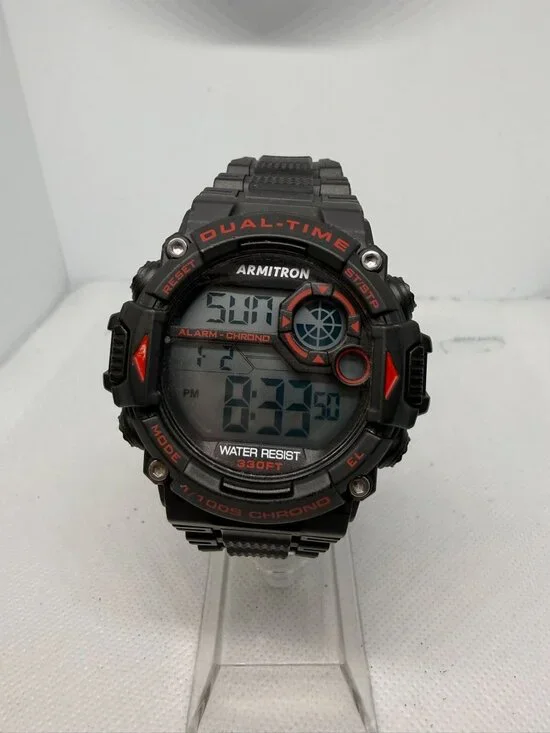 Armitron Pro Sport Men 40/8356RED Black Digital Chronograph Red Accent WR 100M