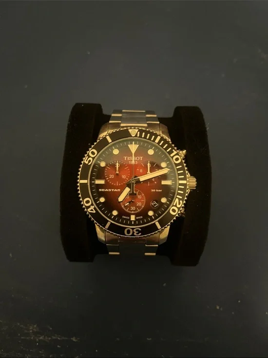 Tissot Red Dial Stainless Steel Sport Chronograph