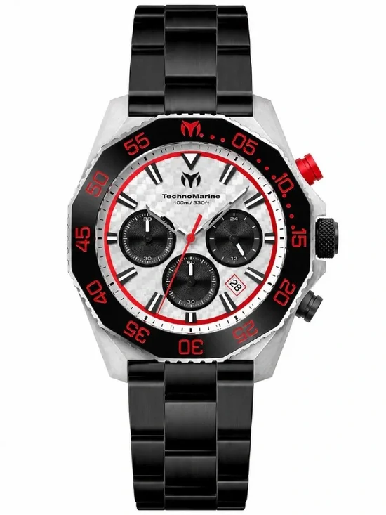 TechnoMarine Racing Legends Men's Watch - 44.2mm, Black, Red (TM-525026)