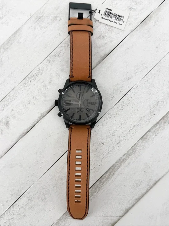 NWT Diesel Rasp Chronograph Leather Men's Watch DZ4468
