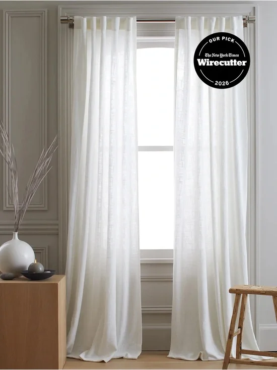 NWT QUINCE Set Of 2 48x108 Cotton Sheer Curtains White 9359
