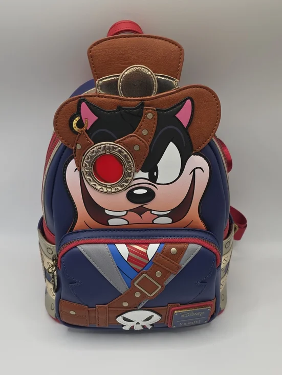 Loungefly  Disney Navy, Brown and Red Steampunk Pete Mini Backpack