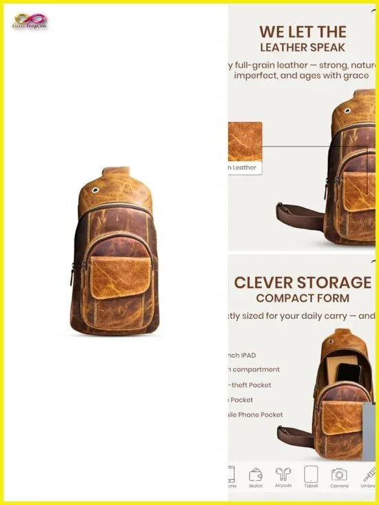 Handmade Buffalo Leather Multipurpose Travel Hiking Crossbody Chest Backpack