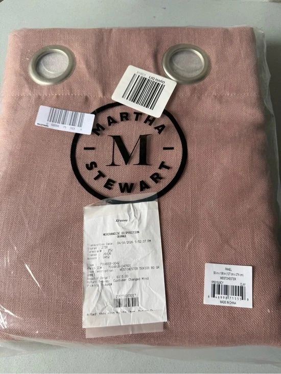 Martha Stewart Pink Grommet Top Curtain Panel