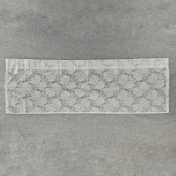 VTG JCPenny Floral Rose Lace Curtain Valance Panel Metallic Gold Accents 56X18