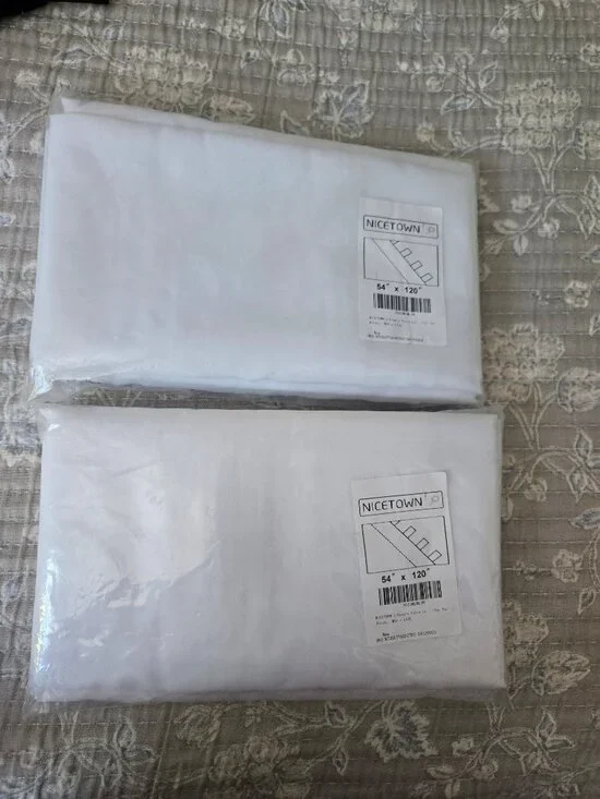 NICETOWN Shabby Chic/Cottagecore/Farmhouse Style White Tab Top Curtain Panels
