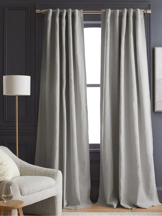 NewQUINCE 2 48x108 Heavyweight European Linen Room Darkening Curtains Cloud 9216