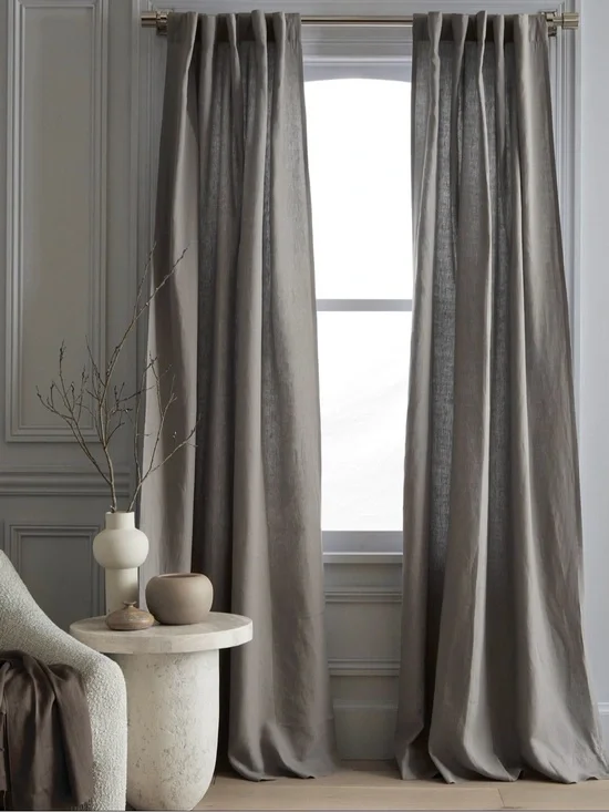 Quince European Linen Curtain Panel- 48x84 grey